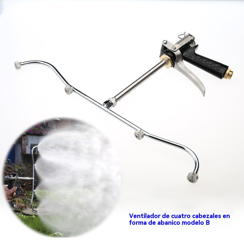 💦💦Nueva pistola pulverizadora de área amplia con niebla fina de cuatro cabezales en forma de abanico de acero inoxidable a prueba de óxido