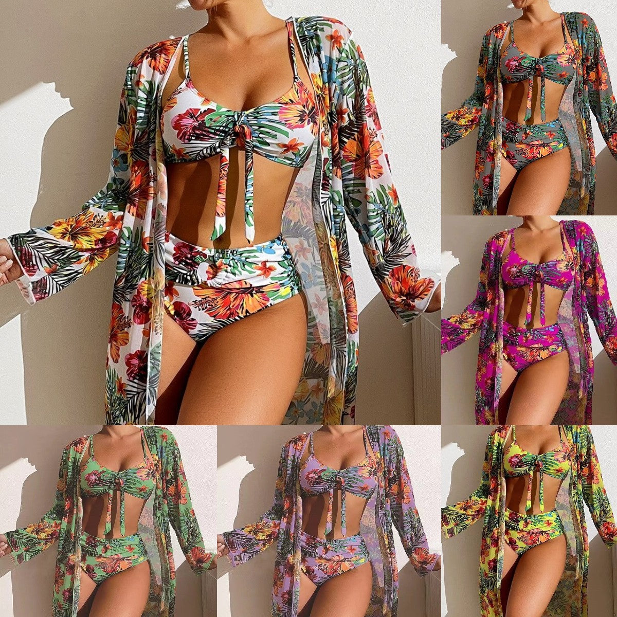 👙☀️【S-2XL】【Conjunto de tres piezas】Conjunto de traje de baño de 3 piezas con bufanda de nuevo estilo 2026
