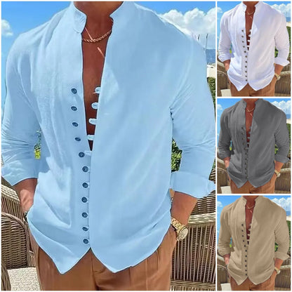 👔✨[¡50% de descuento!S-3XL] Camisa de algodón con botones para hombre nueva de verano, adecuada para vacaciones, vida diaria y trabajo.