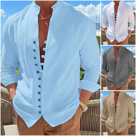 👔✨[¡50% de descuento!S-3XL] Camisa de algodón con botones para hombre nueva de verano, adecuada para vacaciones, vida diaria y trabajo.