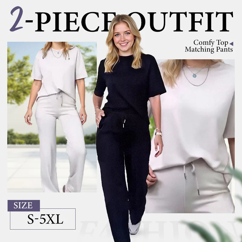 ✨Tendencias de estilo 2026✨ Conjunto elegante de dos piezas para mujer, compuesto por una parte superior y pantalones a juego: casual y sofisticado para el uso diario.