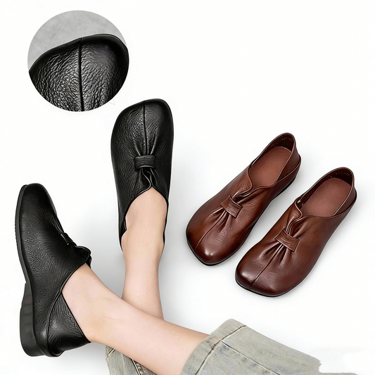 👡【35-42】2026 nuevos zapatos sin cordones de suela suave con lazo, piel de vaca de alta calidad, simples y exquisitos