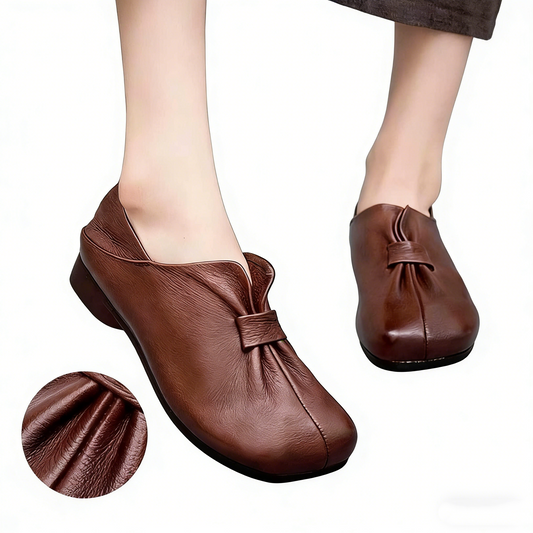 👡【35-42】2026 nuevos zapatos sin cordones de suela suave con lazo, piel de vaca de alta calidad, simples y exquisitos