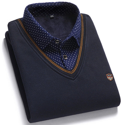 🔥【¡50% de descuento!】👔 [M-4XL] Camisa de punto para hombre más terciopelo para espesar y mantener el calor