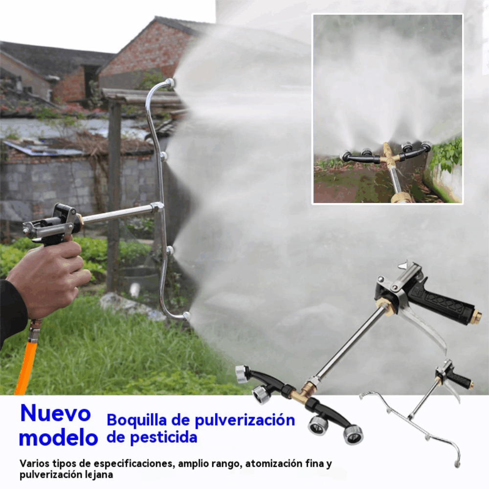 💦💦Nueva pistola pulverizadora de área amplia con niebla fina de cuatro cabezales en forma de abanico de acero inoxidable a prueba de óxido