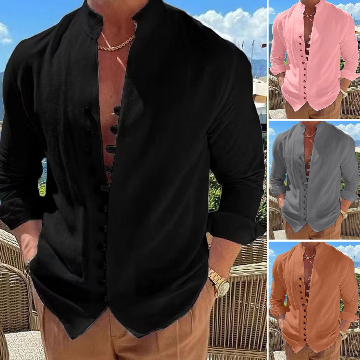 👔✨[¡50% de descuento!S-3XL] Camisa de algodón con botones para hombre nueva de verano, adecuada para vacaciones, vida diaria y trabajo.