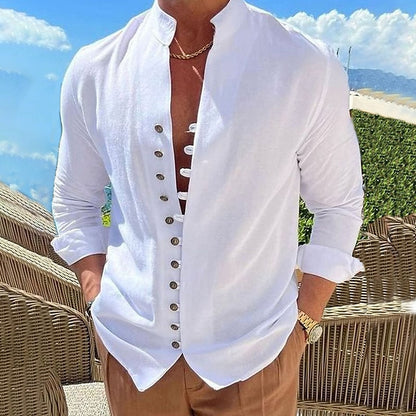 👔✨[¡50% de descuento!S-3XL] Camisa de algodón con botones para hombre nueva de verano, adecuada para vacaciones, vida diaria y trabajo.