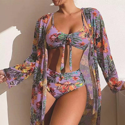 👙☀️【S-2XL】【Conjunto de tres piezas】Conjunto de traje de baño de 3 piezas con bufanda de nuevo estilo 2026