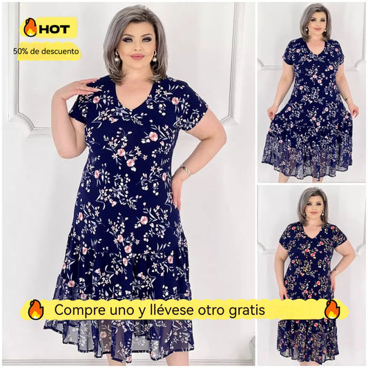 【Oferta especial en tienda】🌌💕【S-5XL】 Vestido sencillo, cómodo y de alta calidad para damas europeas y americanas