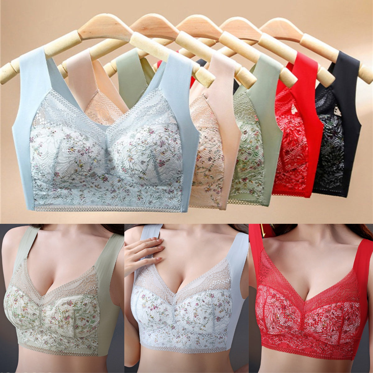 【¡50% de descuento!Conjunto de 3 piezas】💕🎁sujetador ultrafino transpirable y ajustable de seda de hielo (40 kg-100 kg)