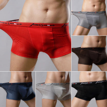 🔥【¡50% de descuento!6 piezas】Calzoncillos tipo bóxer de seda helada de verano para hombre