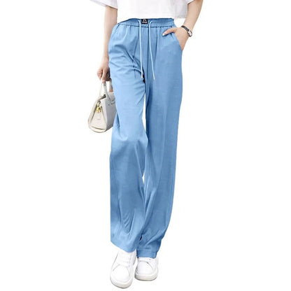 ❤️【S-3XL】Vaqueros de pierna ancha de seda de hielo con cintura alta-E