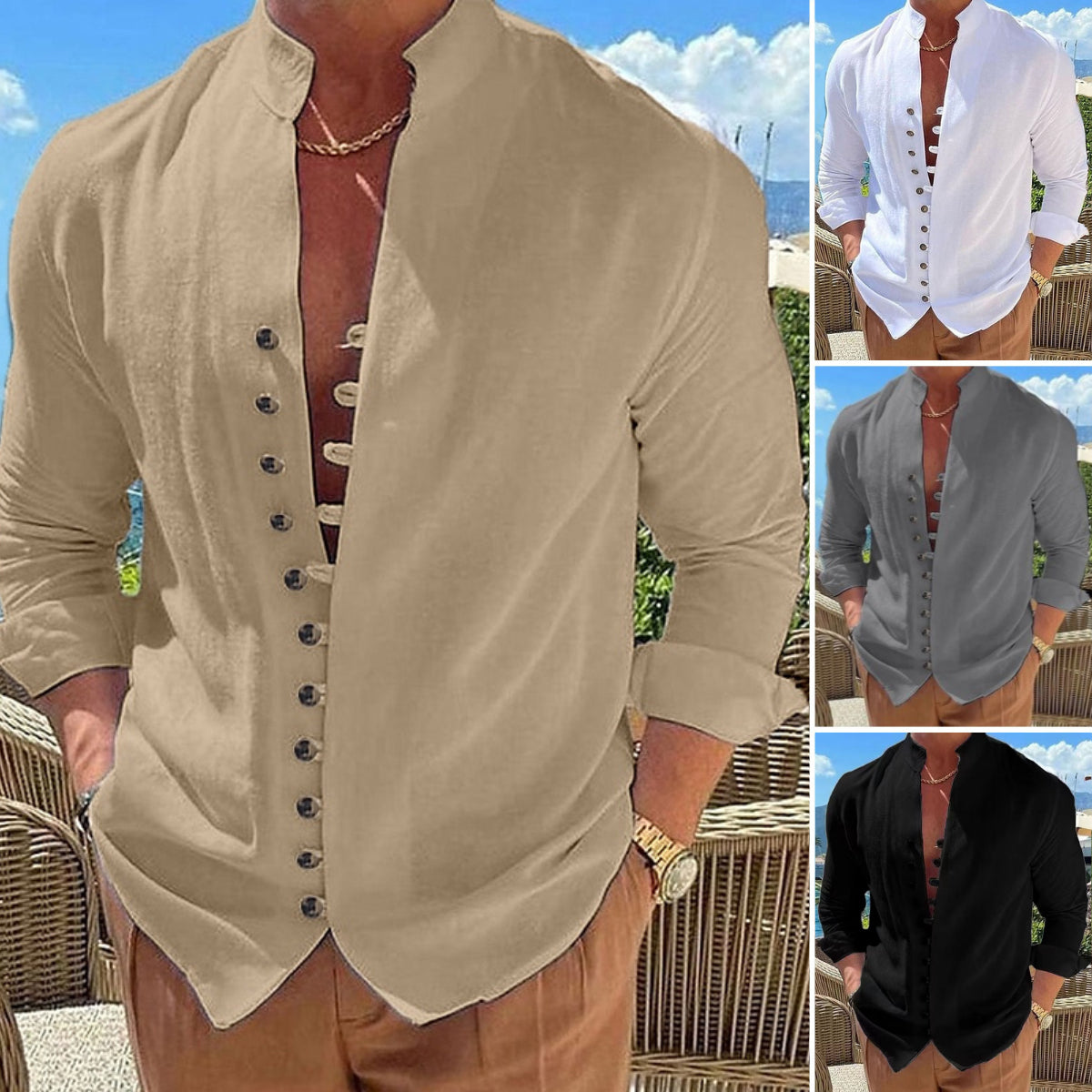 👔✨[¡50% de descuento!S-3XL] Camisa de algodón con botones para hombre nueva de verano, adecuada para vacaciones, vida diaria y trabajo.