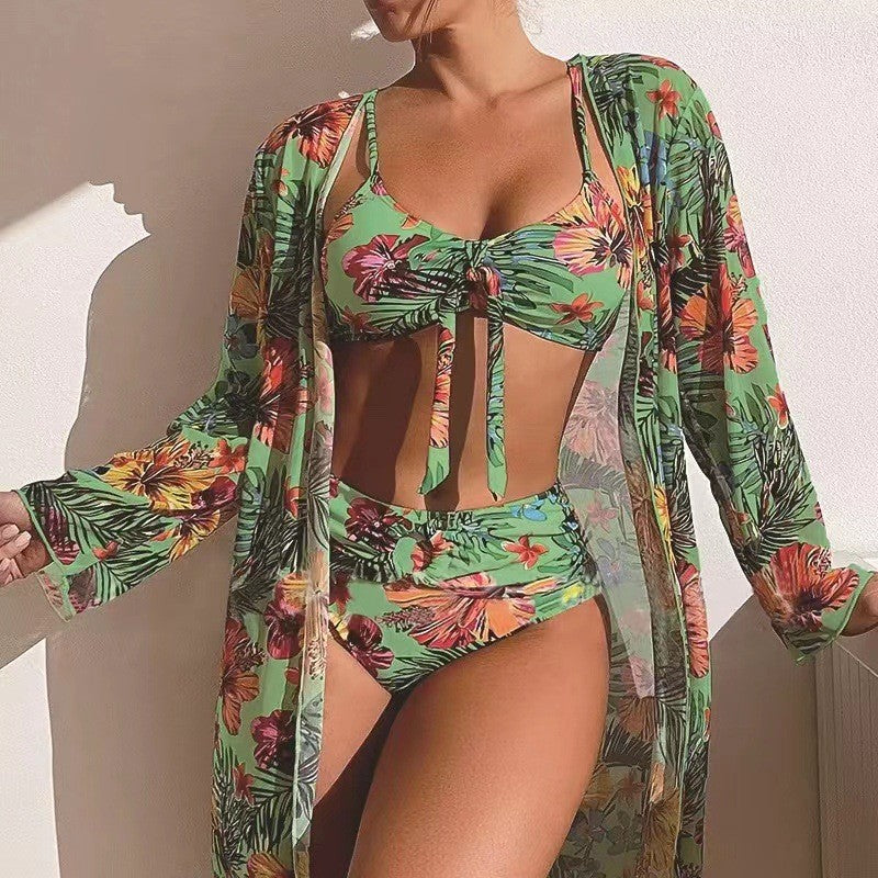 👙☀️【S-2XL】【Conjunto de tres piezas】Conjunto de traje de baño de 3 piezas con bufanda de nuevo estilo 2026