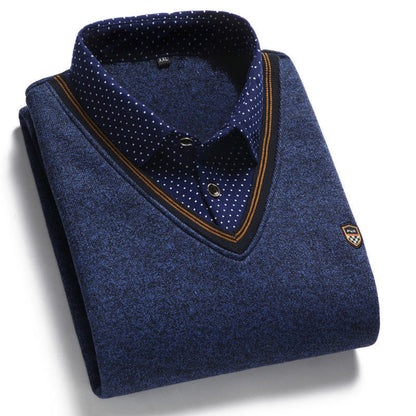 🔥【¡50% de descuento!】👔 [M-4XL] Camisa de punto para hombre más terciopelo para espesar y mantener el calor